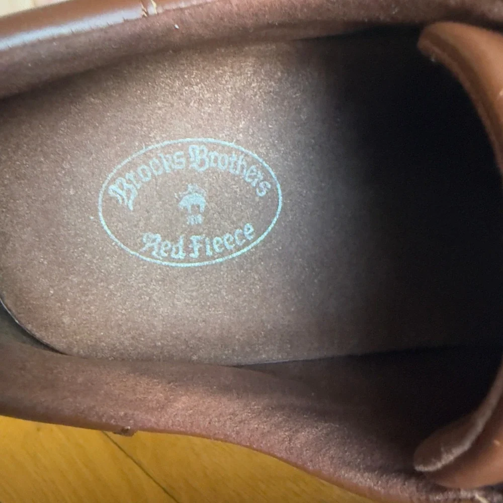 Brooks‎ Brothers Red Fleece Mens Cognac Brown Leather Low Top Sneakers Shoes